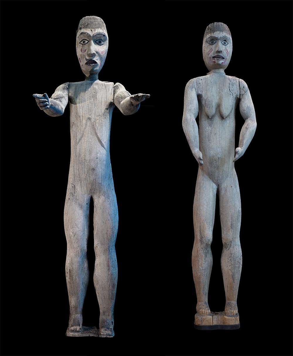 Figures humaines sculptées dans la collection du Musée. 