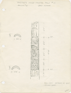 Pencil drawing and dimensions of the section of the pole by John Smyly. 