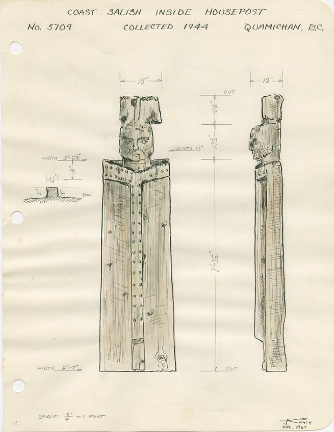 Drawings and dimensions of house posts by John Smyly.