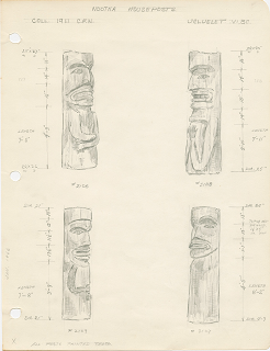 Pencil drawings and dimensions of house posts by John Smyly.