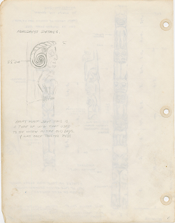 Pencil sketches and dimensions of the memorial pole by Johm Smyly.