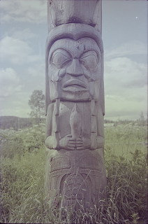 Detailed view of a totem pole