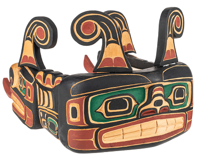 Carved headdress depicting double-headed serpent